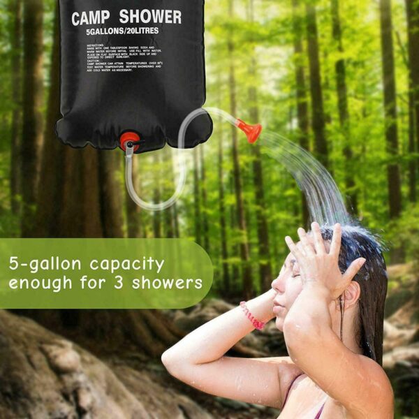 20L Camping Shower Portable Compact Solar Sun Heating Bath Bag Outdoor Travel - Image 3