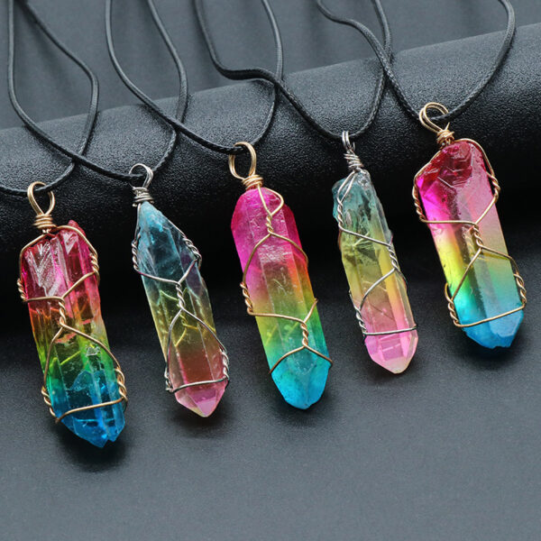 Hot Selling Stone Crystal Pillar Tree Of Life Pendant Ins Fashion Necklace - Image 4