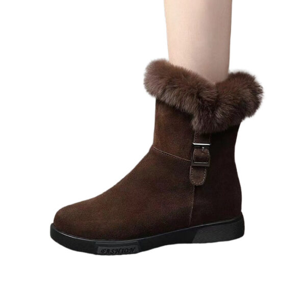 Retro Warm Winter Fleece-lined New Flat Ankle Boots Non-slip Fluffy Cotton Shoes - Image 2