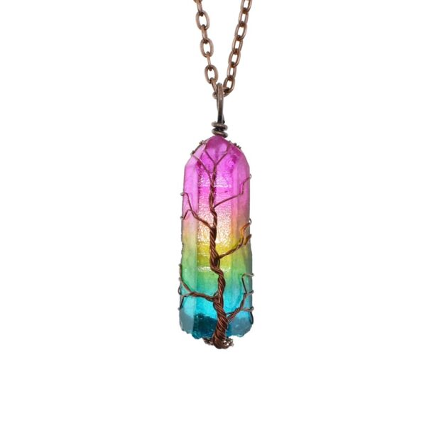 Hot Selling Stone Crystal Pillar Tree Of Life Pendant Ins Fashion Necklace - Image 3