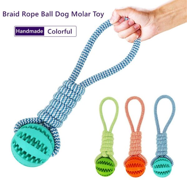 Dog Toys Balls Interactive Treat Rope Rubber Leaking Balls For Small Medium Dogs Chewing Bite Resistant Pet Tooth Cleaning - Image 2