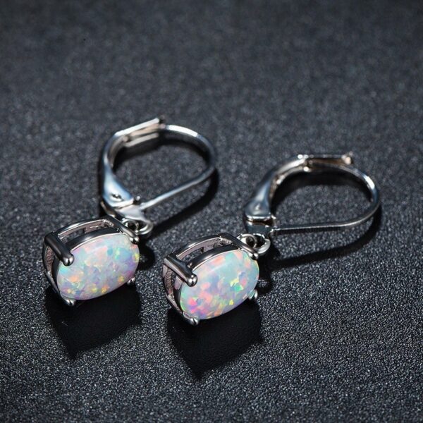 Four-claw Oval Opal Earrings European And American Ornament - Image 4