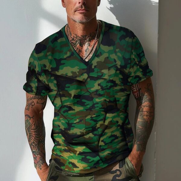 Summer Men's Design Camouflage Breathable Loose Fashion Short Sleeve - Image 4