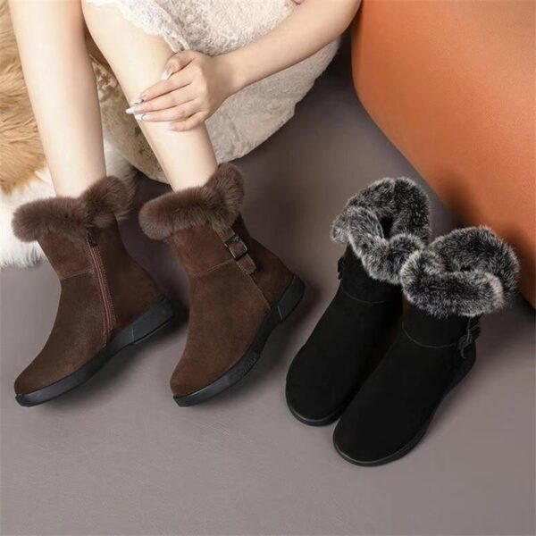 Retro Warm Winter Fleece-lined New Flat Ankle Boots Non-slip Fluffy Cotton Shoes - Image 4