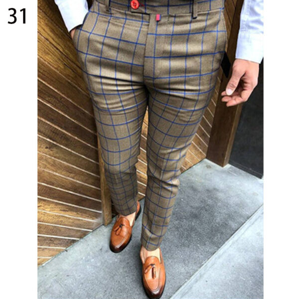 Printed Men's Slim Fit Fashion Casual Suit Pants Length - Image 4