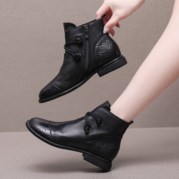 Plus Size Tube Single Ankle Boots Flat Leather - Image 3