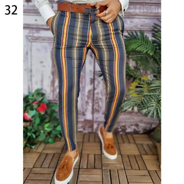 Printed Men's Slim Fit Fashion Casual Suit Pants Length - Image 6