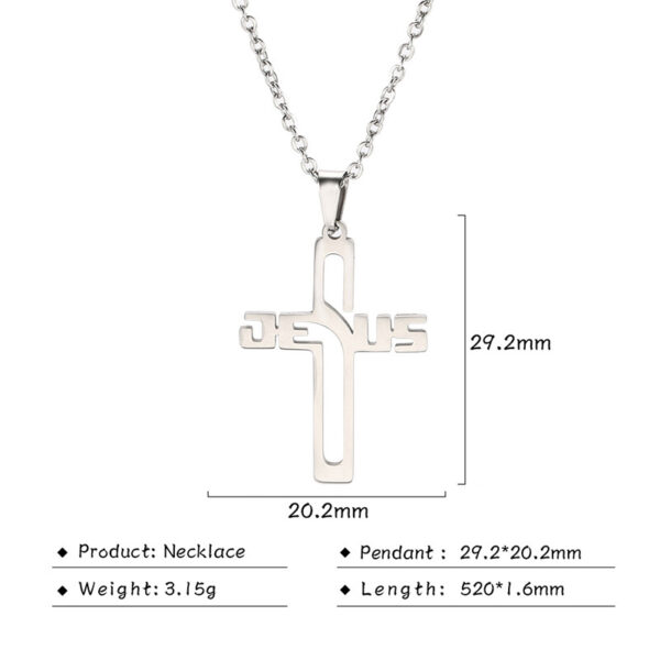 Stainless Steel Cross Pendant Necklace Men And Women All-matching - Image 3