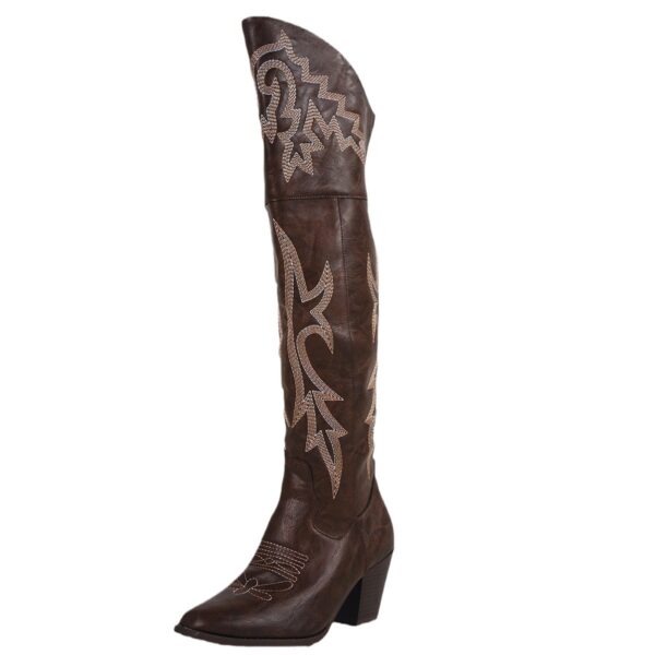 Women's Western Denim Over The Knee Boots Side Zipper Boots - Image 3