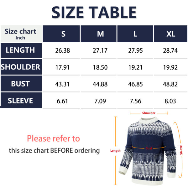 Men's Crewneck Pullover Sweater Unisex Fair Isle Long Sleeve Knitted Sweater - Image 2