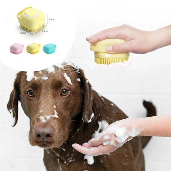 Silicone Dog Bath Massage Gloves Brush Pet Cat Bathroom Cleaning Tool Comb Brush For Dog Can Pour Shampoo Dog Grooming Supplies - Image 4