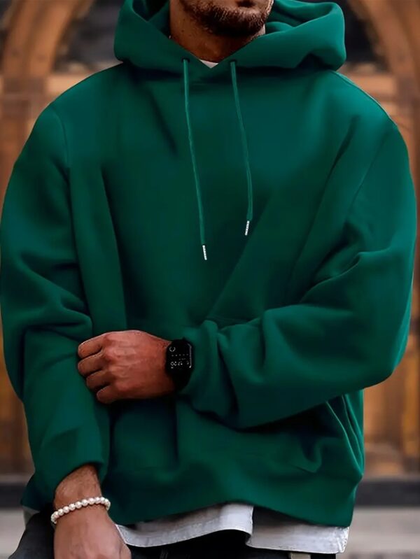 Men's Solid Color Hooded Jumper - Image 2