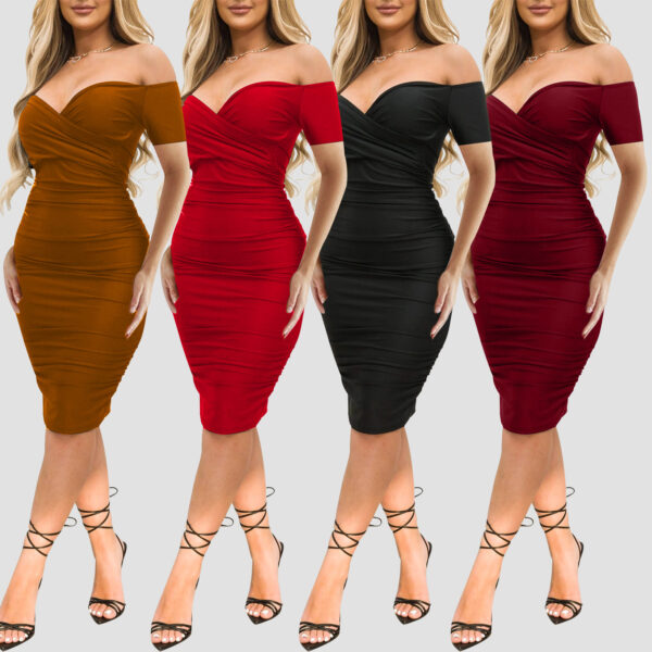 Women's Sexy Nightclub Off-shoulder Short Sleeve Dress