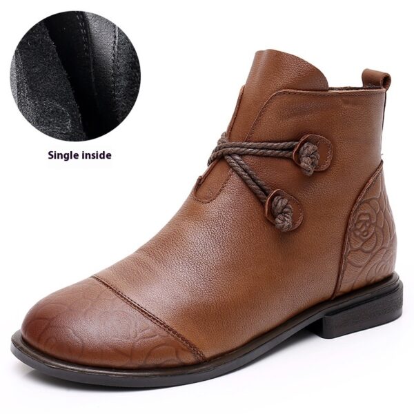 Plus Size Tube Single Ankle Boots Flat Leather - Image 2